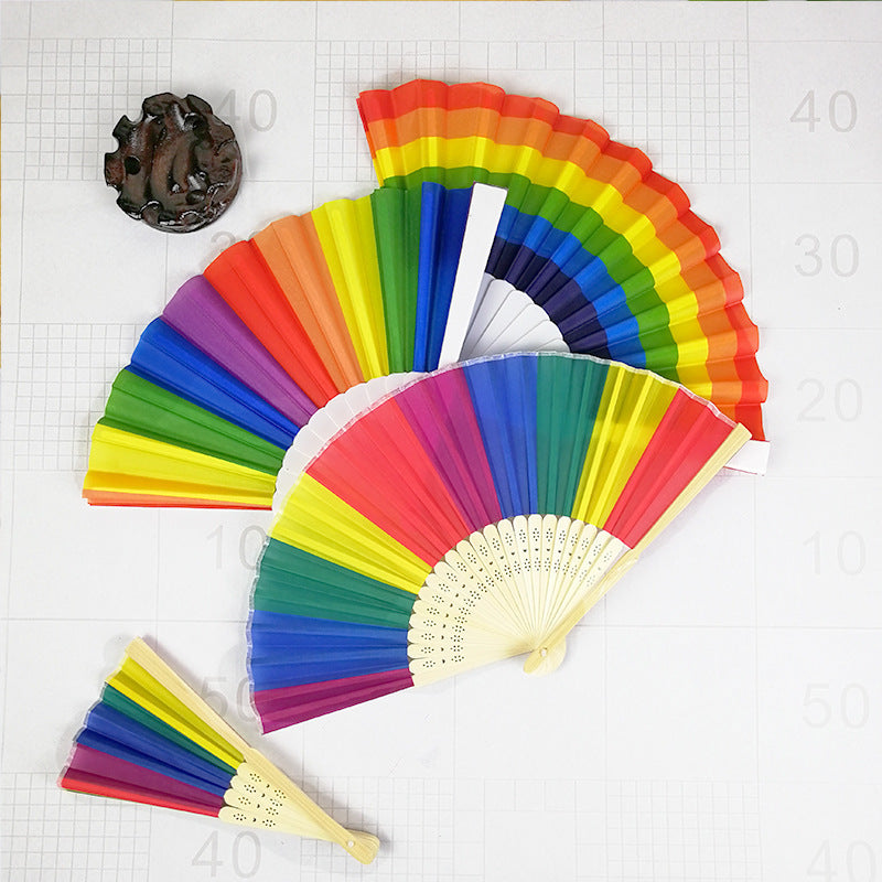 Rainbow Fan / Pride Fan Festival Fan - 21cm 23cm 33cm