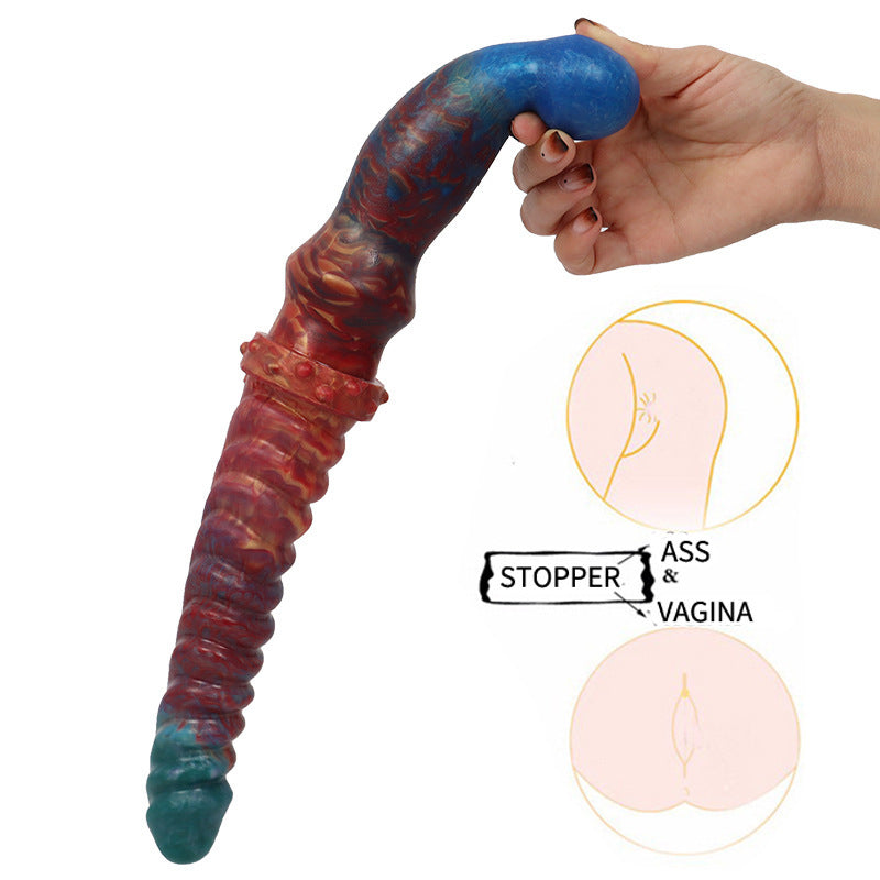Double Head Dildo Fishbone Pattern sex toy Plug For Women