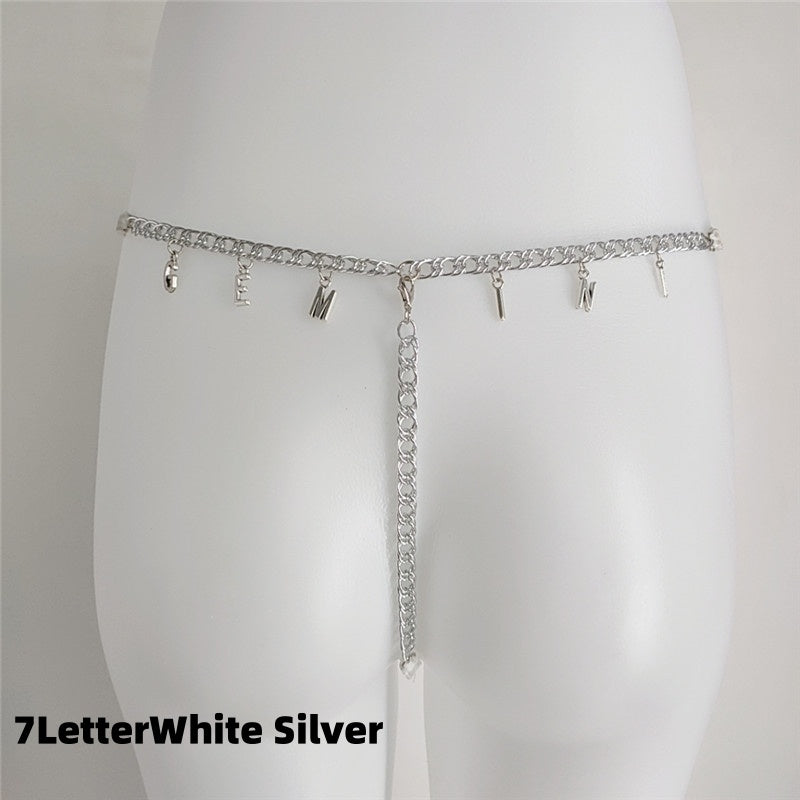 Women/men Custom Thong With Letter Name Personality G-String Panties Underwear Waist Body Chain Lace Thongs Jewelry Gift