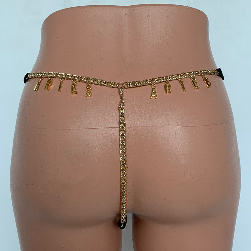 Women/men Custom Thong With Letter Name Personality G-String Panties Underwear Waist Body Chain Lace Thongs Jewelry Gift