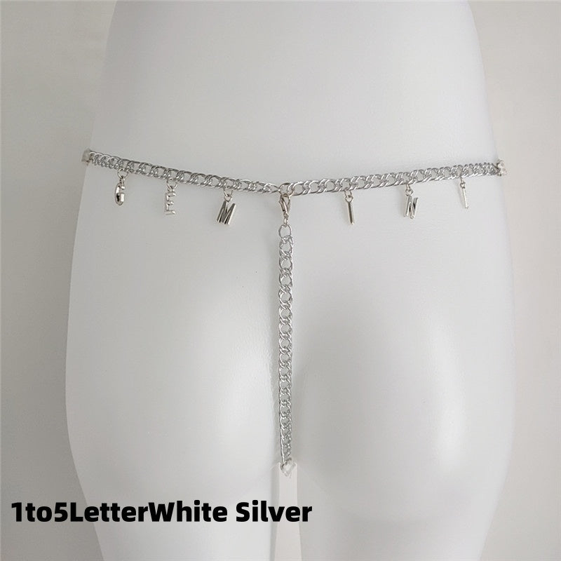Women/men Custom Thong With Letter Name Personality G-String Panties Underwear Waist Body Chain Lace Thongs Jewelry Gift
