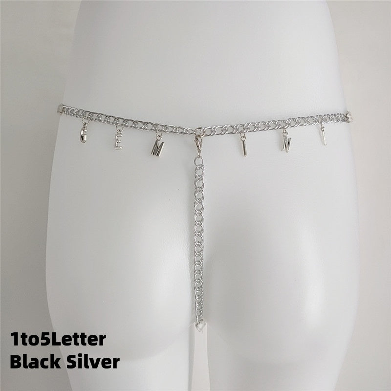 Women/men Custom Thong With Letter Name Personality G-String Panties Underwear Waist Body Chain Lace Thongs Jewelry Gift