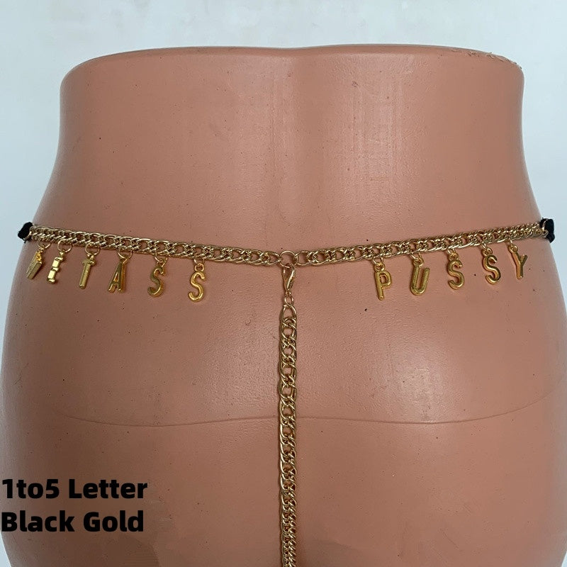 Women/men Custom Thong With Letter Name Personality G-String Panties Underwear Waist Body Chain Lace Thongs Jewelry Gift