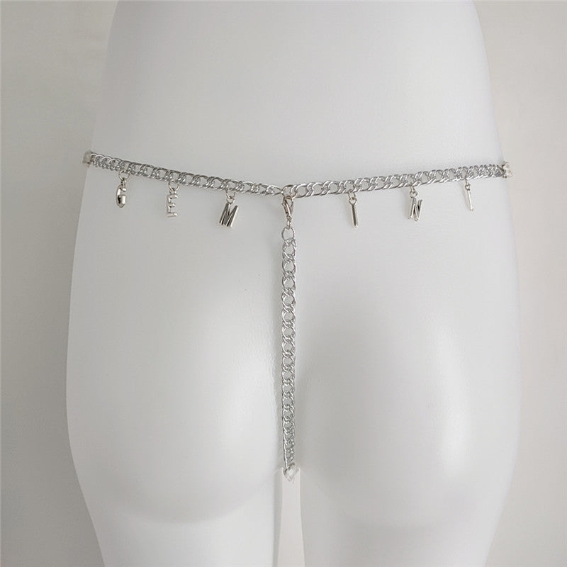 Women/men Custom Thong With Letter Name Personality G-String Panties Underwear Waist Body Chain Lace Thongs Jewelry Gift