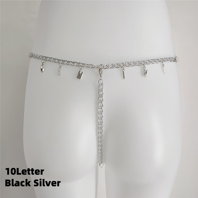 Women/men Custom Thong With Letter Name Personality G-String Panties Underwear Waist Body Chain Lace Thongs Jewelry Gift