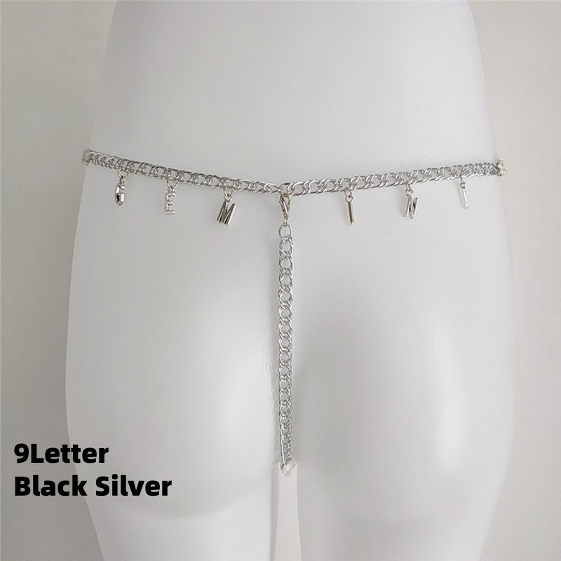 Women/men Custom Thong With Letter Name Personality G-String Panties Underwear Waist Body Chain Lace Thongs Jewelry Gift
